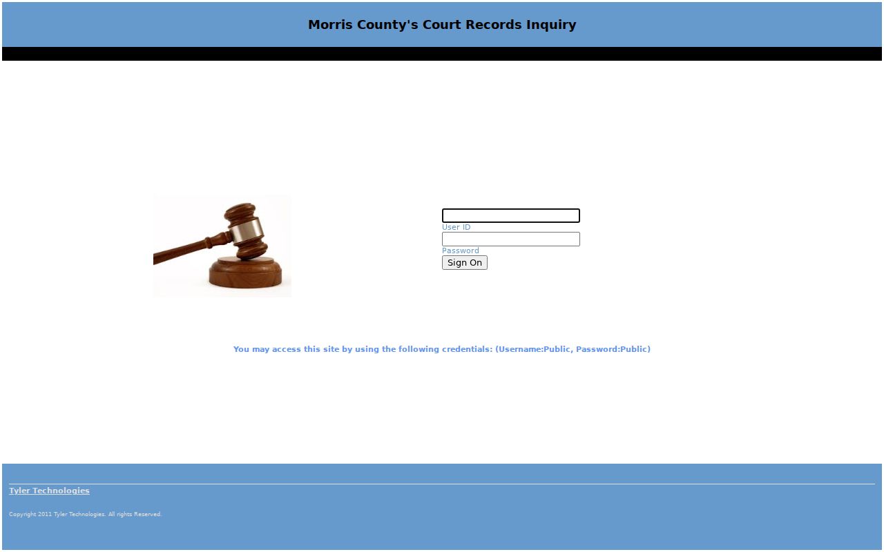 Morris County Tyler Odyssey Public Access portal