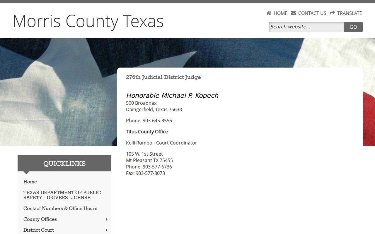 Morris County court docket 276th District Court listing