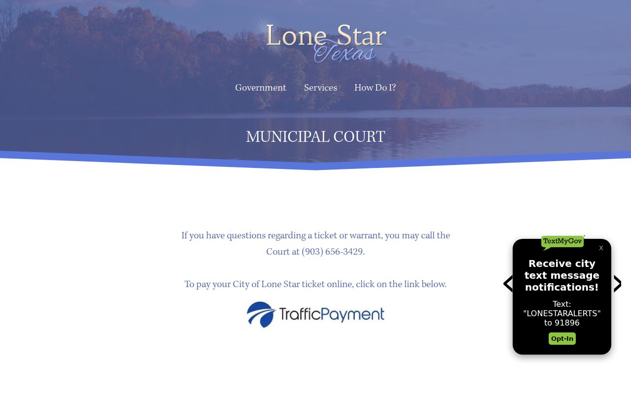 Lone Star court docket ticket and warrant contact page