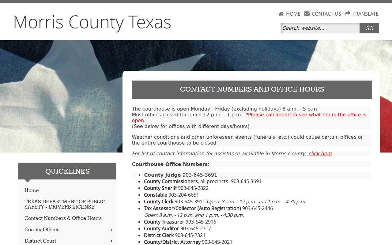 Morris County court docket courthouse address and hours
