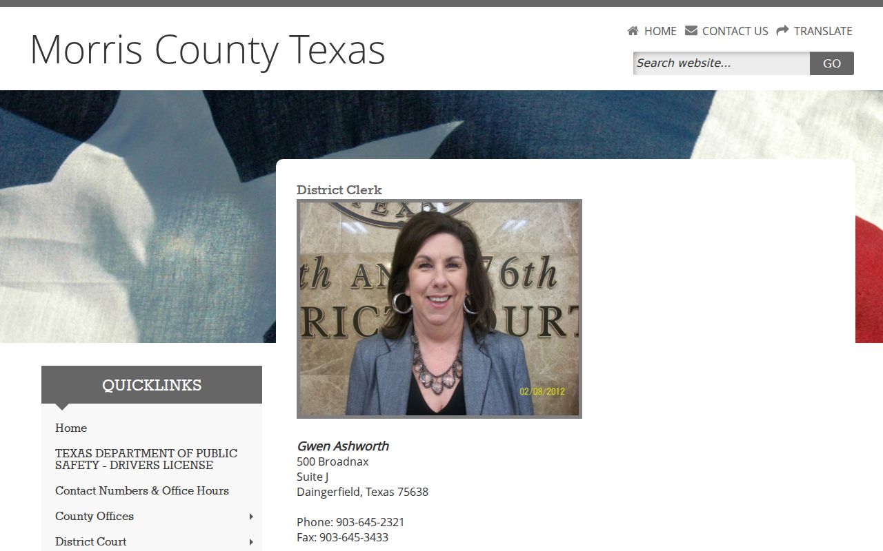 Morris County criminal court docket District Clerk page